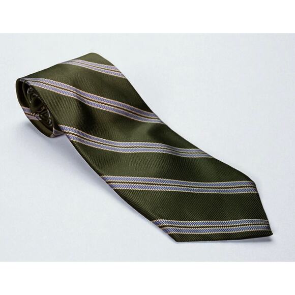 Brooks Brothers green and blue stripe silk stain resistant - Picture 1 of 7